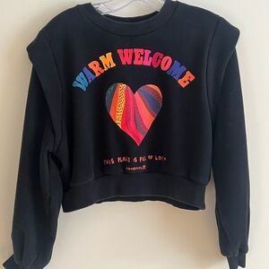 FARM RIO WARM WELCOME HEART CROPPED SWEATSHIRT - XS